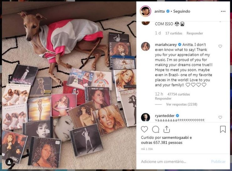 Mariah Carey comenta publicação da Anitta