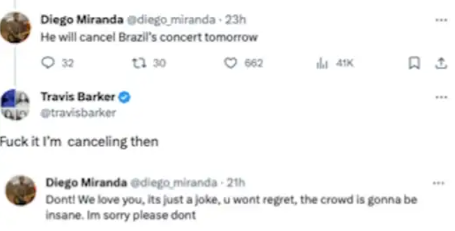 Travis Barker ameaça cancelar show no Brasil